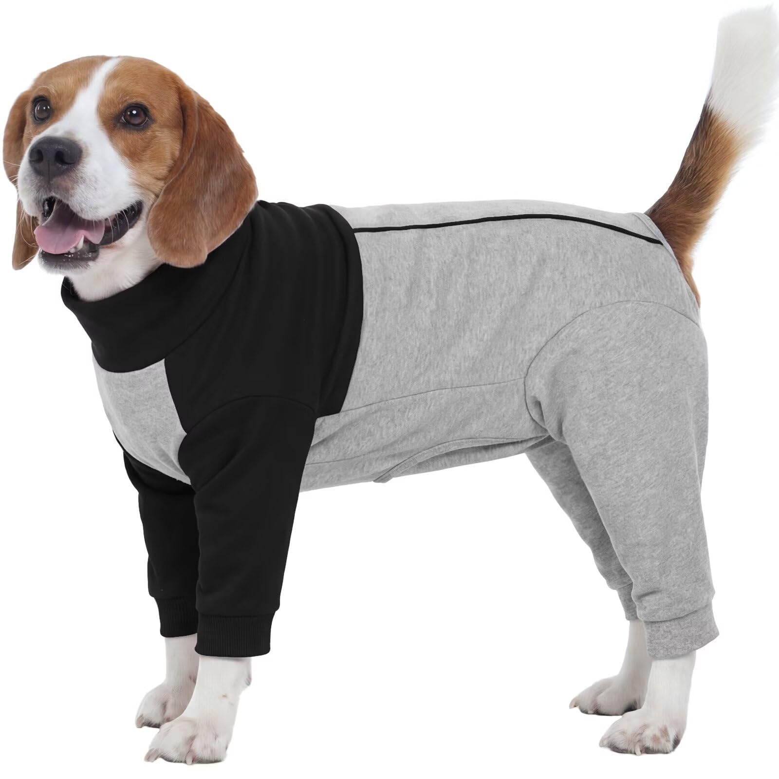 IECOii Dog Recovery Suit with Legs for Female/Male Dogs,Long Sleeve Onesie With Zipper,Bodysuit After Surgery Surgical Suit,Post Spay/Neuter Wounds Protector Medical Pet Shirt,Cone Alternative,Black L
