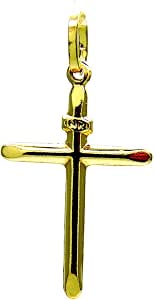 Croce per collana In Oro Giallo 18 kt lucido con Gesù Oro Bianco