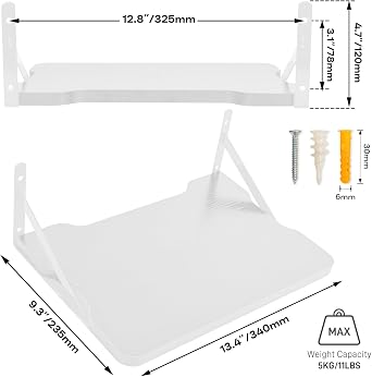 White Small Projector Shelf Wall Mount Router Floating Shelf Modem Cable Box Projector Mount Holder by MDF