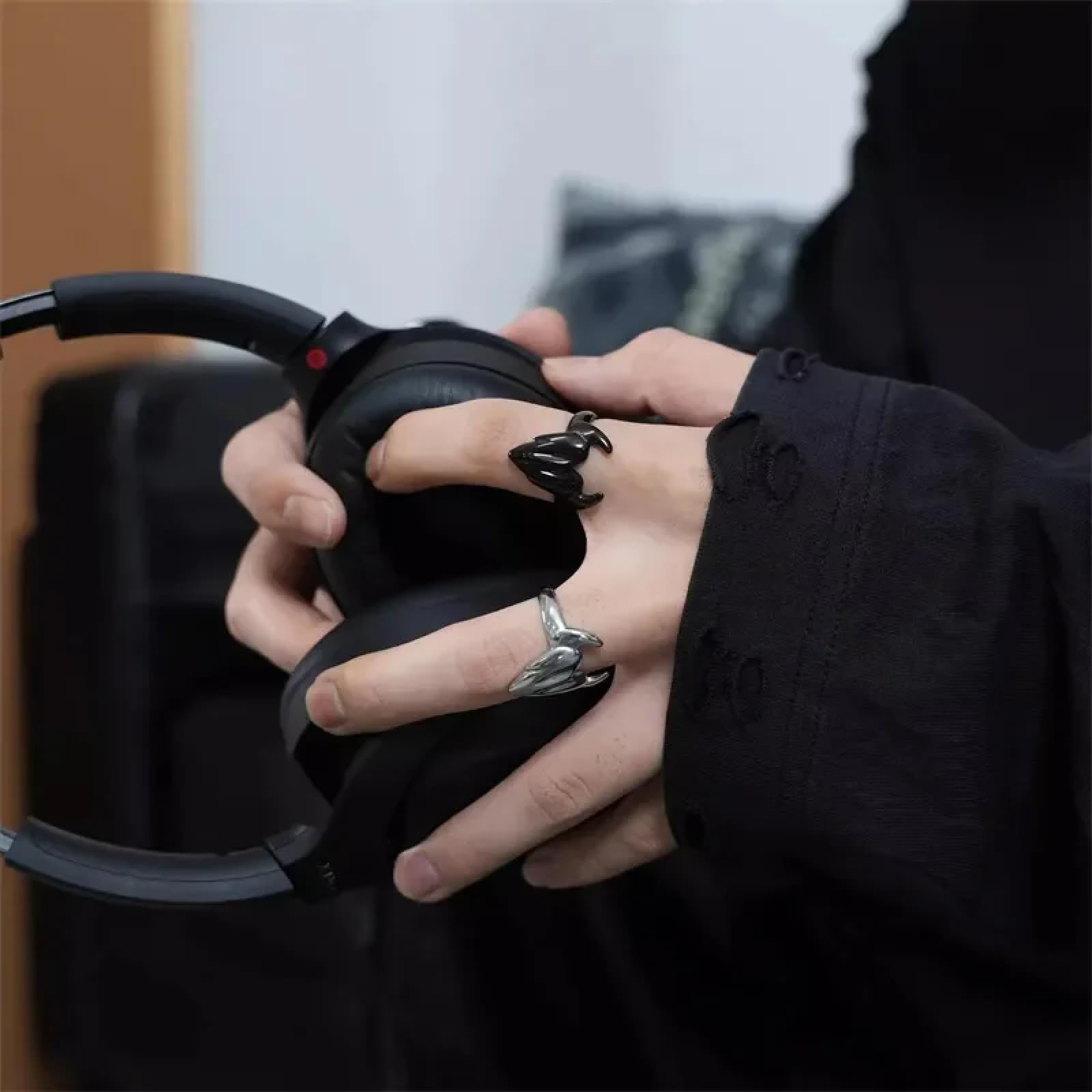 Ring Ringe Damen Bijouterie Herren Übertriebener Ring Im Dunklen Gothic-Stil Für Männer Und Frauen, Nischen-Street-Hip-Hop-Design, Mehrschichtiges Paar, High-End-Trend