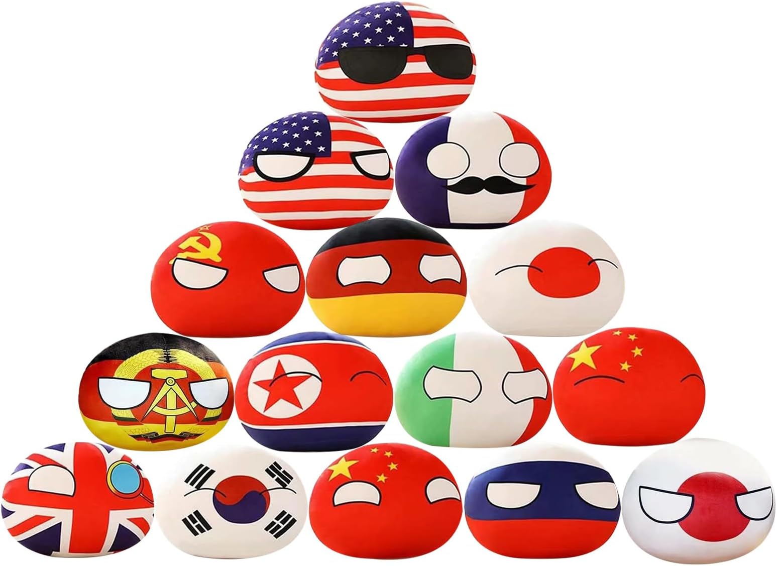 SAXTZDS 15 PCS Country Ball Plushies Pillow Pillow Pendant/Cartoon Poland Ball Doll Plush/Children Adult Gift Plush Pendant and 10cm（4in）