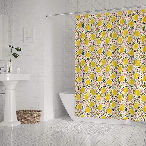 Rideau de douche jaune citron 183x183 cm en polyester lavable CHEHONG - 3