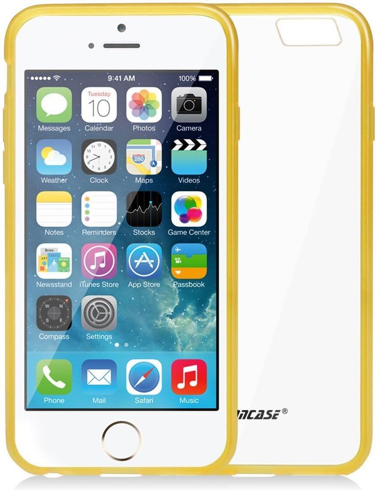 Apple iPhone 6 4.7’’ Case Cover, Jisoncase iPhone 6 Case, Slim Fit Scratch Resistant Clear Soft & Flexible Cover Skin with TPU Bumper for Apple iPhone 6 4.7 Inch 2014 Release - iPhone 6 Clear Cover, Yellow Color JS-IP6-03P80