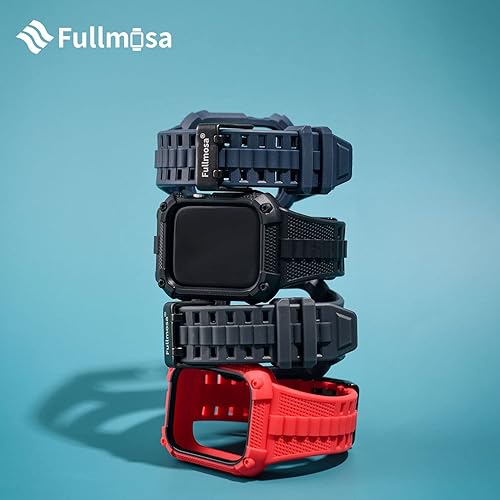 Miniatura 8 de Fullmosa Correa de reloj, resistente correa de silicona para iWatch con protector de pantalla y funda de parachoques para hombre, compatible con