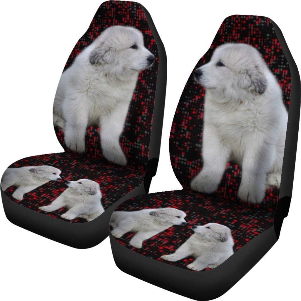 Great Pyrenees Dog with Red Dots Print Car Seat Coves