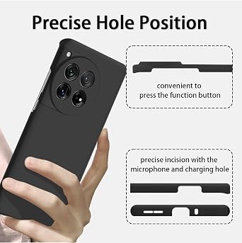 Ultra Thin for OnePlus 12 Case, Slim Fit Phone Case for OnePlus 12 6.82 (2024), Hard PC Matte Finish Coating Cover Lightweight Anti-Scratch Back Full Camera Protection, Black