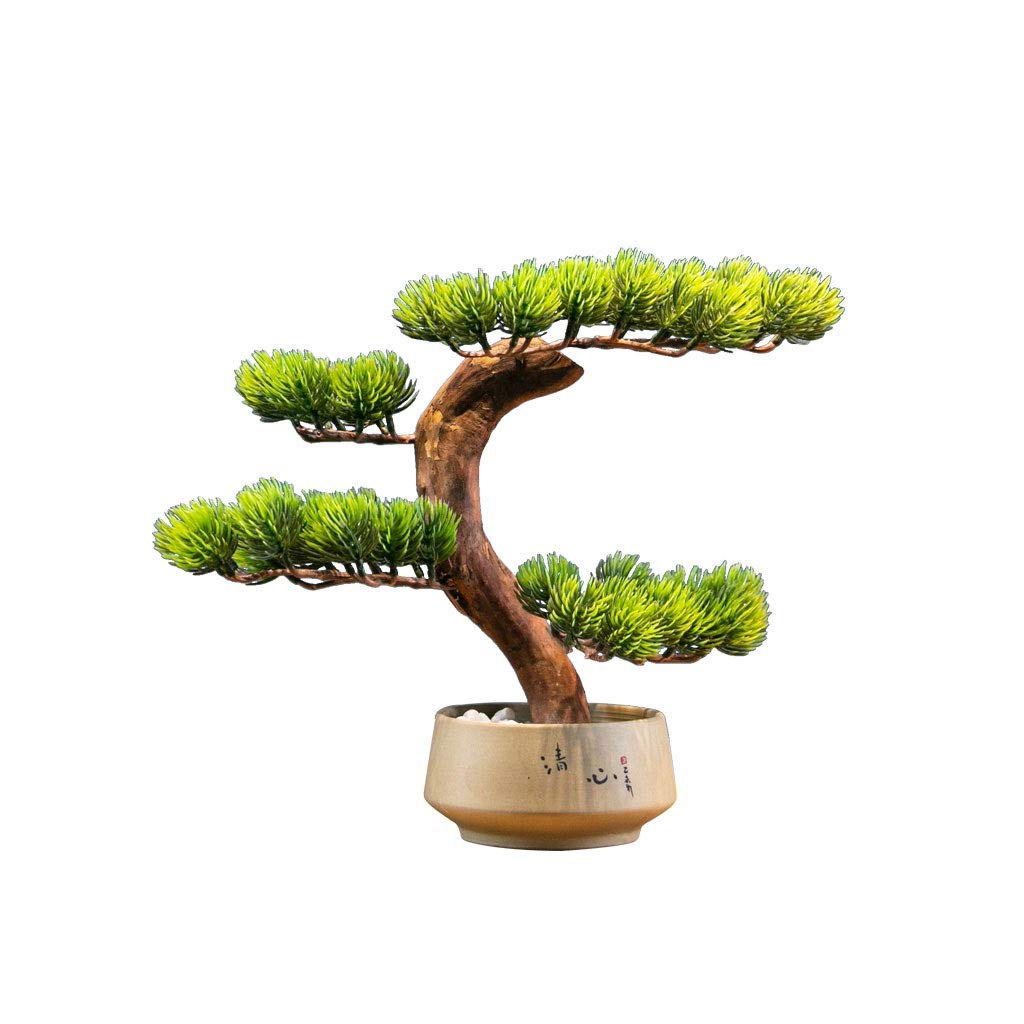 Artificielle Bonsaï Nouvelle simulation chinoise Petite Yiningbin Pine Arbre Simulation Tree Jardin d'extérieur Accueil Décoration de bureau Faux Plante Potouche Simulation Arbre Bonsaï Plante Artific