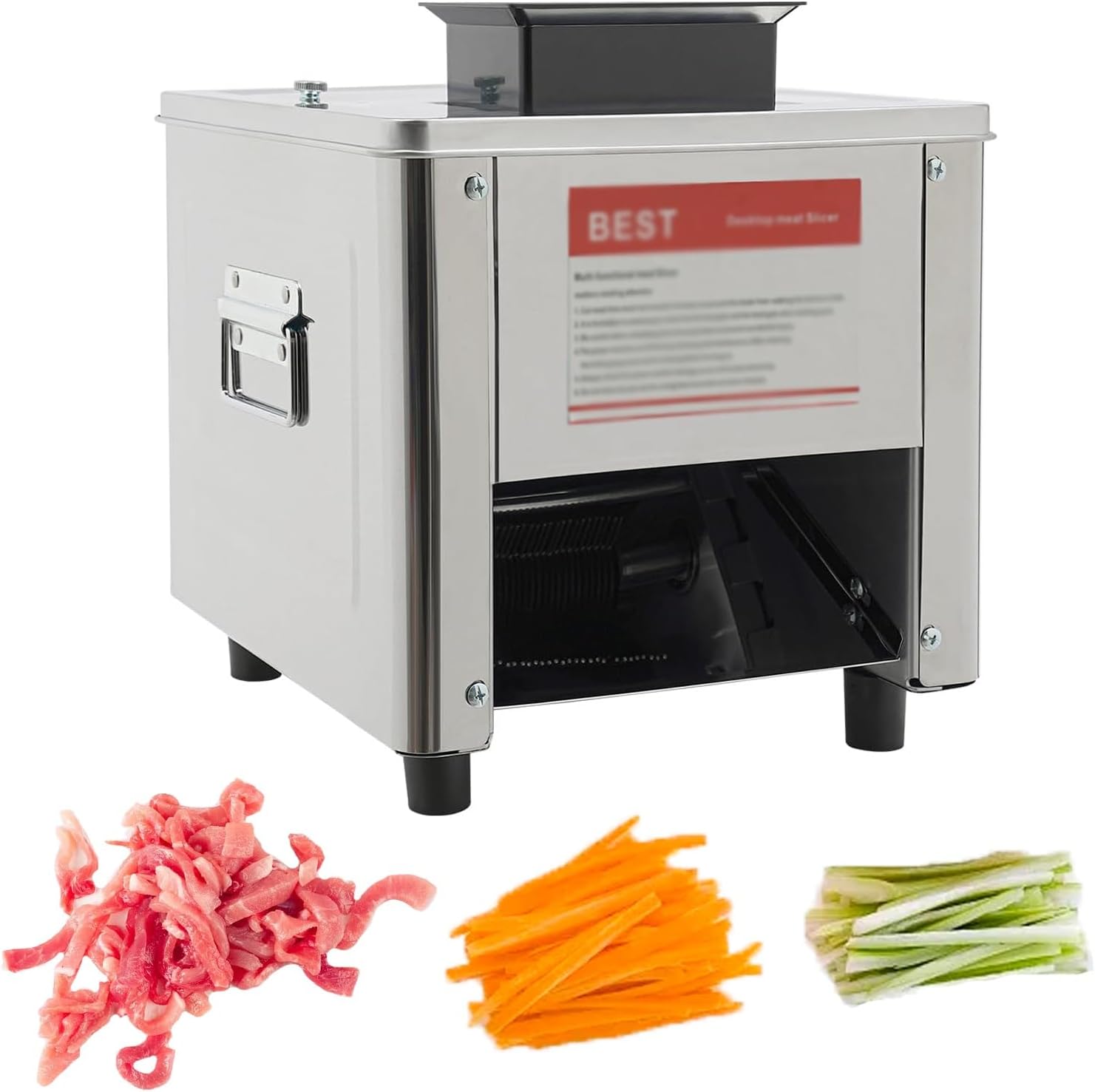 850W Stainless Steel Meat Cutter Machine, Electric Shredded Cutting Machine, Commercial Meat Slicer, 310R/Min, for Boneless Pork, Chicken, Fish for Family and Commercial Use(10mm)