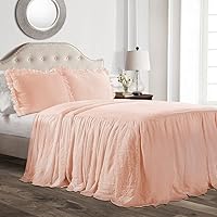 Vista 20 de Lush Decor - Juego de colcha con falda de volantes - Juego de 2 piezas de ropa de cama estilo granja lujoso - Detalle elegante de volantes