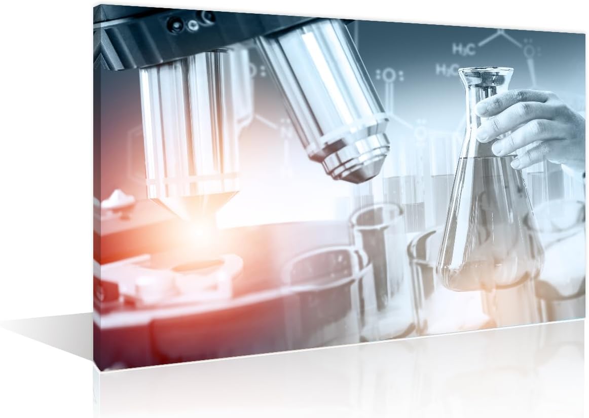 Canvas Wall Art Medical Hospital Background in Blue Wall Decor for Living Room 1 Pieces Stethoscope Artwork Wall Decor for Bedroom Giclee Wooden Framed Gallery-Wrapped Ready to Hang, 24" Wx36 H