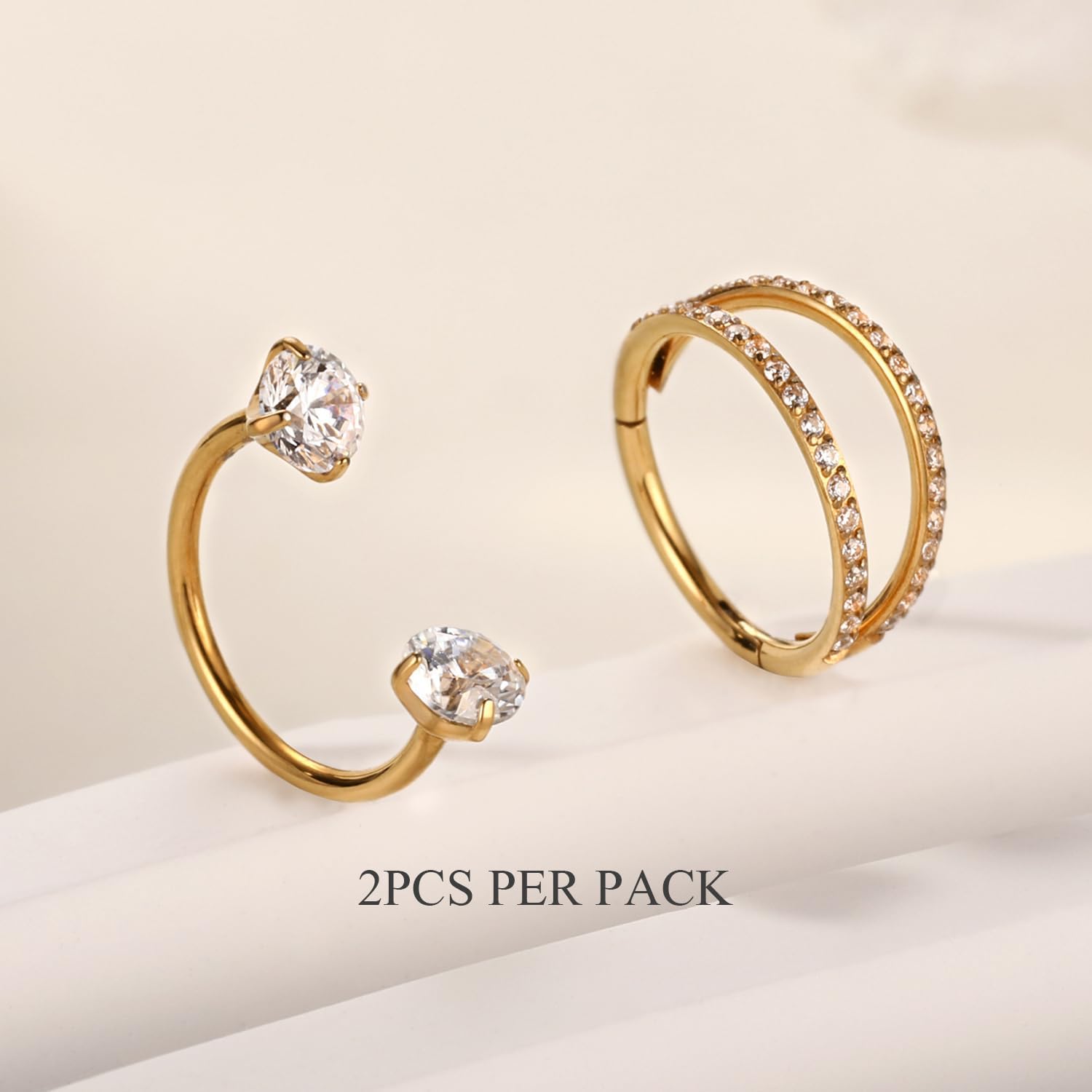 GAGABODY 2Pcs Nose Rings Hoop Seamless Septum Jewelry G23 Titanium Horseshoe Ring 20G Circular Barbell Lip Piercing Jewelry Internally Threaded Ear Piercings - Image 2