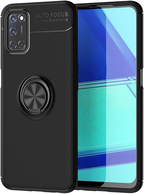 SORAKA Case for OPPO A72/A52 with 360 degree rotation Ring Stand Soft Slim Fit Silicone Case Shockproof Anti-fingerprint Case with Metal Plate for Magnetic Car Phone Holder
