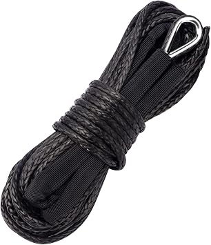 METOWARE Synthetic Winch Rope 1/4" x 50ft Winch Cable,10000 LBS | Winch Cable Line with Protective Sleeve, Fits 4WD Off Road Vehicles, UTV, ATV, SUV and Trucks, Black