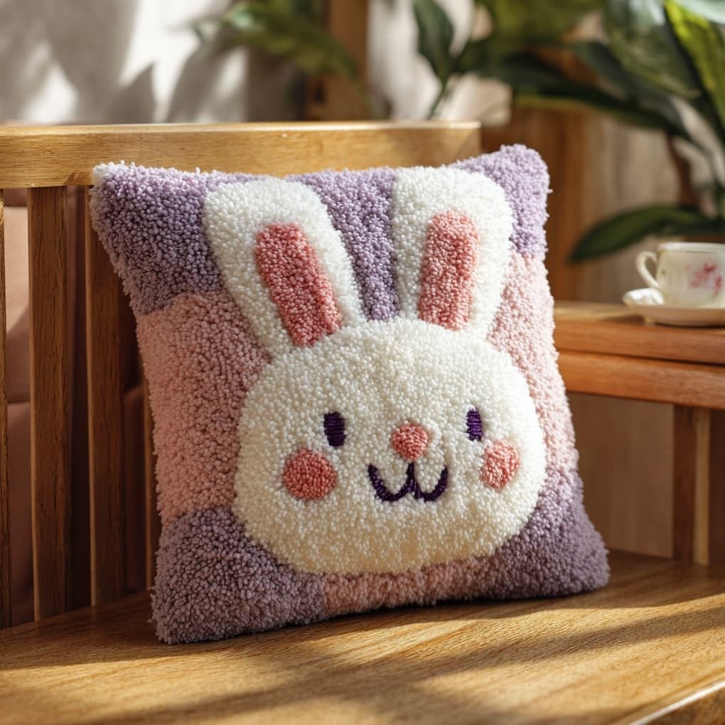 kitphoenix Latch Hook Kit Pillow Case Rabbit 43Cmx43Cm