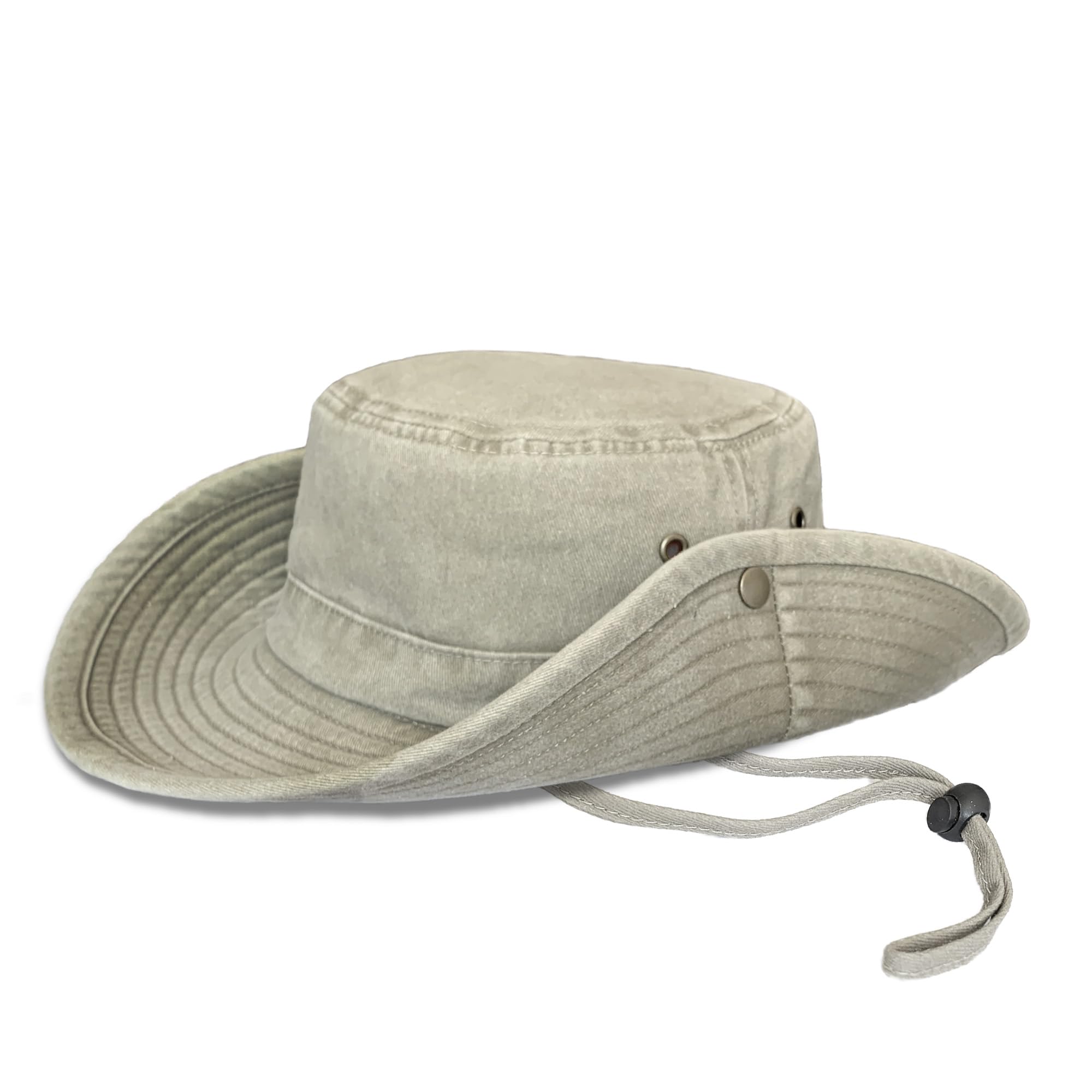 TOSKATOK UPF 50+ Gorro Unisex Safari Outback de algodón Estilo Australiano con ala Ancha, Correa para la Barbilla Desmontable, Botones de presión Laterales y Rejillas de ventilación