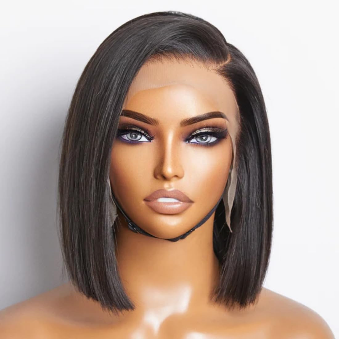 Amazon.com : LIKE HER Natural Black Bob Wigs Straight Human Hair Pre ...