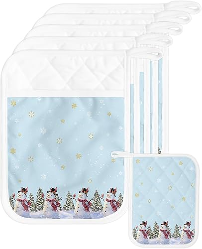 Miniatura 8 de Juego de 4 agarraderas de tela de rizo antideslizantes y aislantes de calor con bolsillo, guantes gruesos para horno, posavasos para hornear, diseño