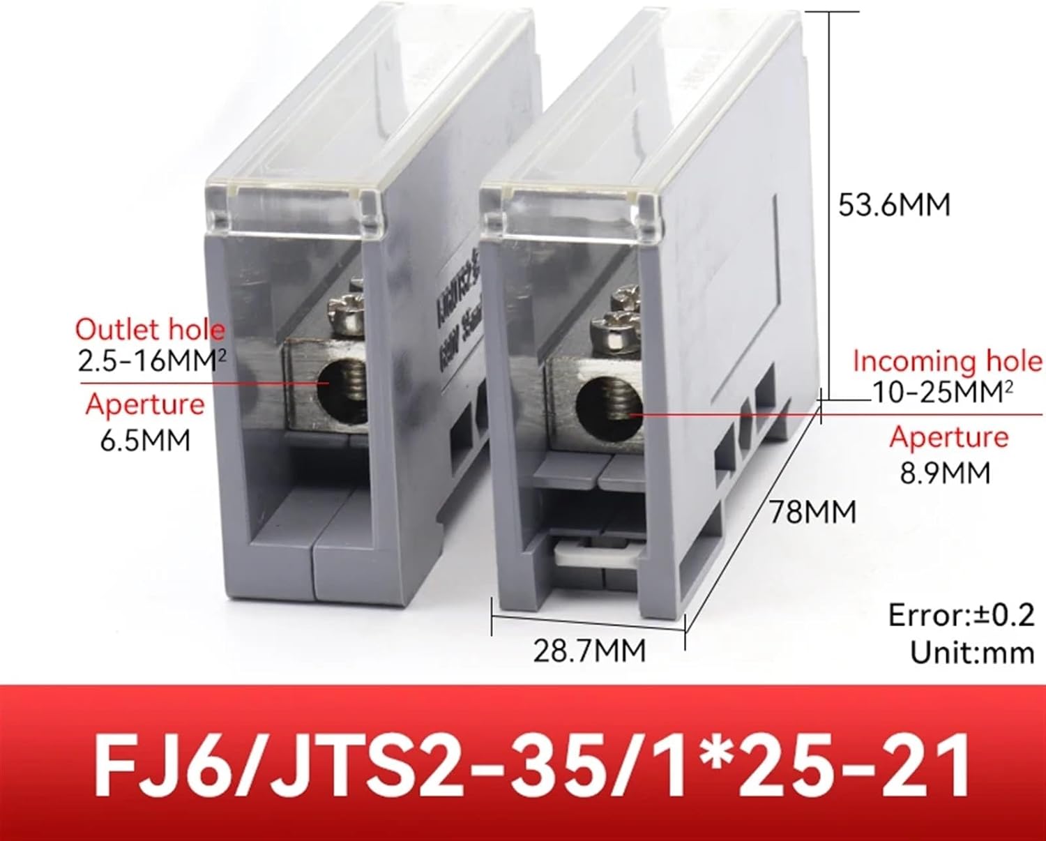 FJ6/JTS2 DIN Rail Terminal Block One in Many Out 100A 150A 250A 690V High Current Electrical Wire Connector Split Junction Box