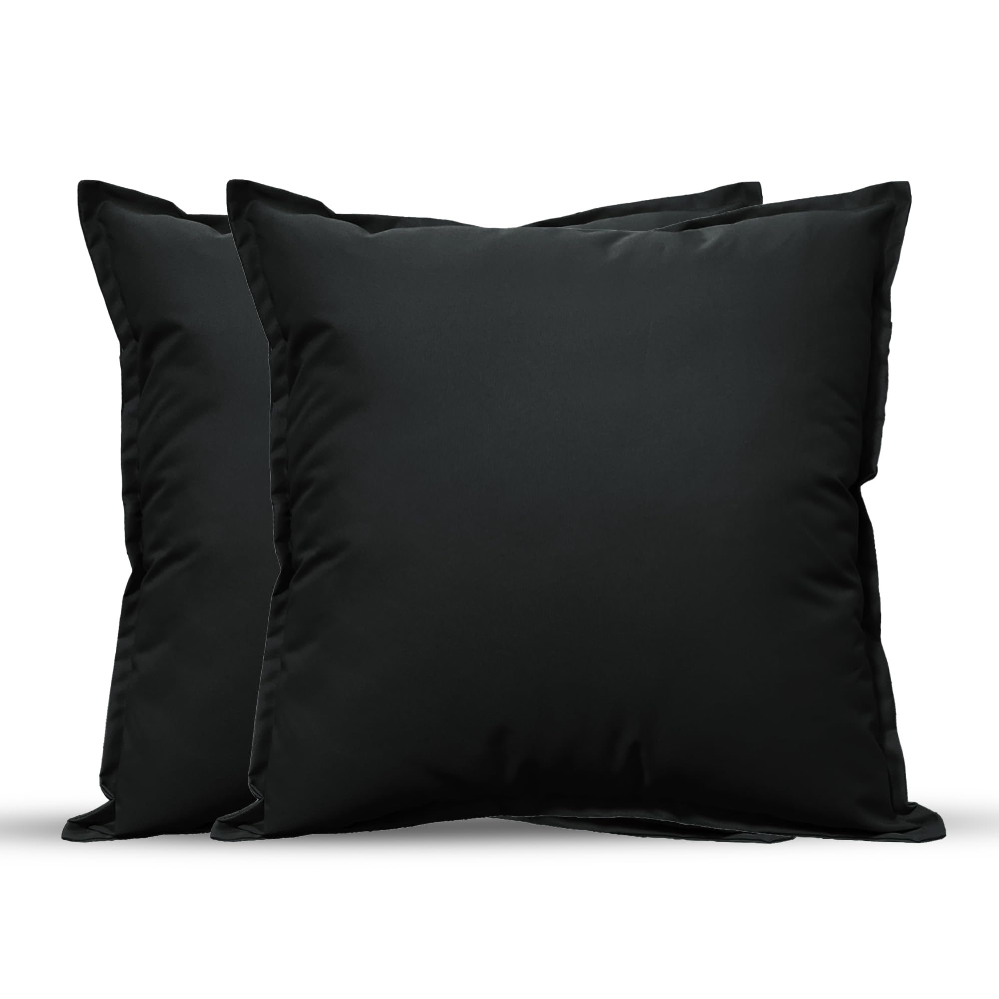 Outdoor Cushions Waterproof FILLED 2 Pack 60x60cm 24"x24" Zippered Outdoor Garden Cushions Waterproof With Cushion Covers Living Room Garden Sofa Patio (Black, 60 x 60 cm (Pack of 2))