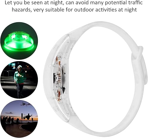 Miniatura 4 de plplaaoo Pulsera LED, pulsera LED de ciclismo, pulsera de silicona ajustable con luz LED, luces de correr para corredores, bandas reflectantes para