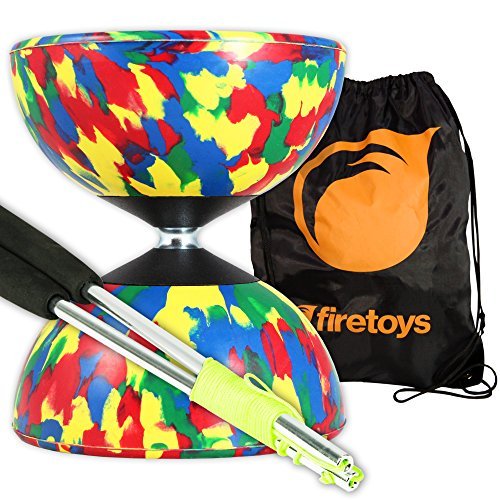Harlequin Diabolos Set, Metal Diabolo Sticks, Diablo String & Firetoys Bag (4 Colour!)