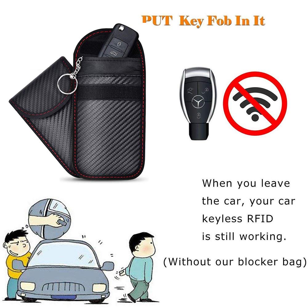 MONOJOY Custodia Portachiavi Antifurto RFID – Blocca Segnale Keyless Per Auto, Nero, 14x10 Cm - 4