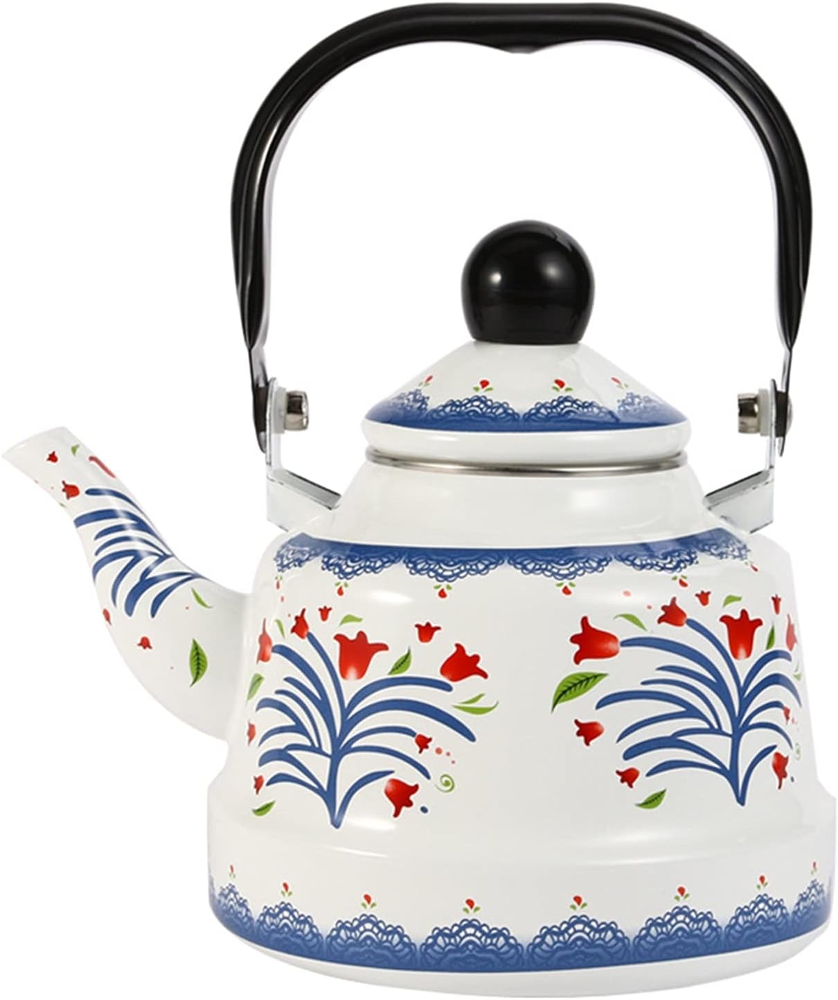 Whistling Kettle Tea Kettle Enamel Tea Kettle Induction Cooker Boiling Water Tea Pot Household Large Capacity Kettle Enamel Boiling Teakettle Teakettle Teapot