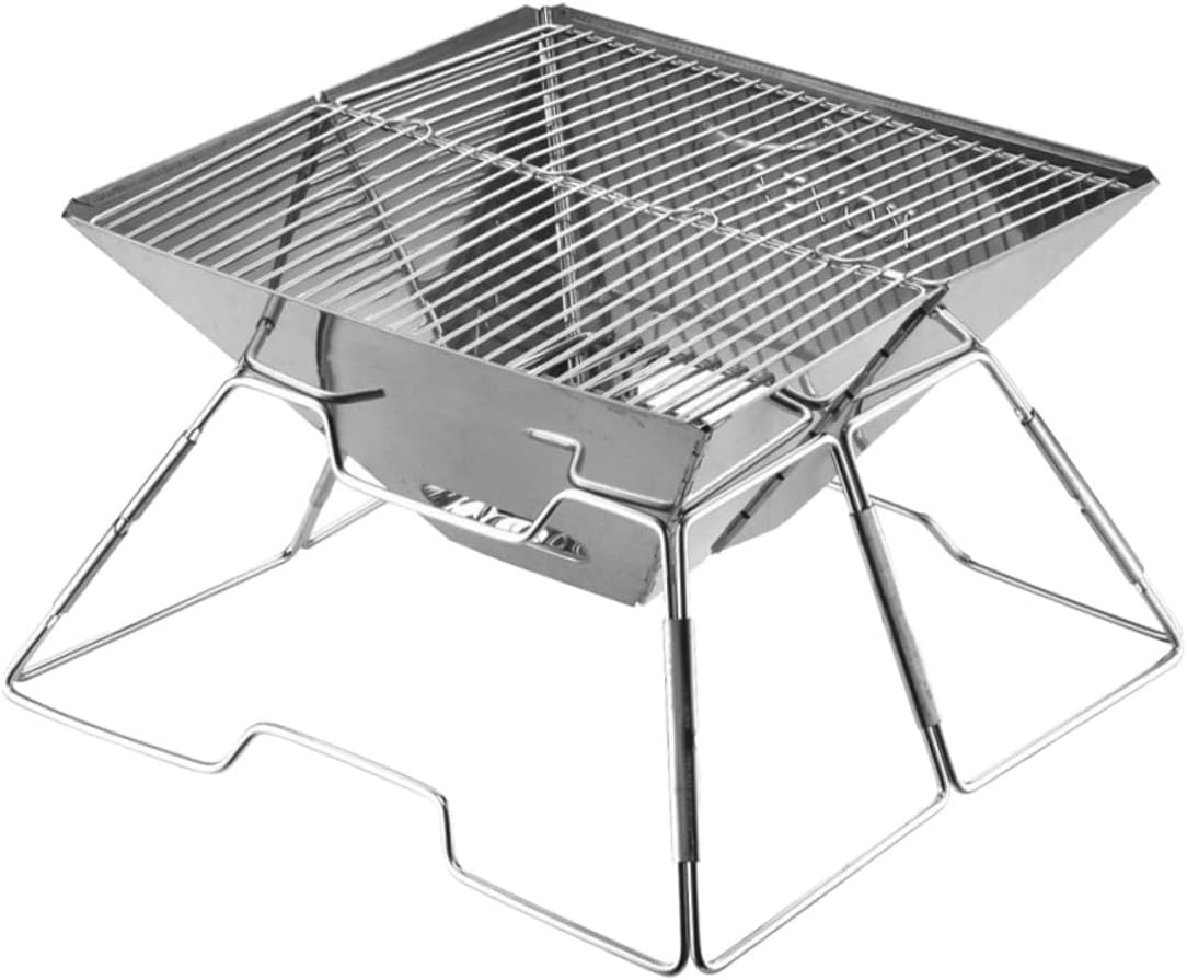 Portable Folding Barbecue Grill Camping Supply Bbq Accessory Lightweight Steel Frame Convenient Rack for Outdoor Hiking and Backyard Cooking