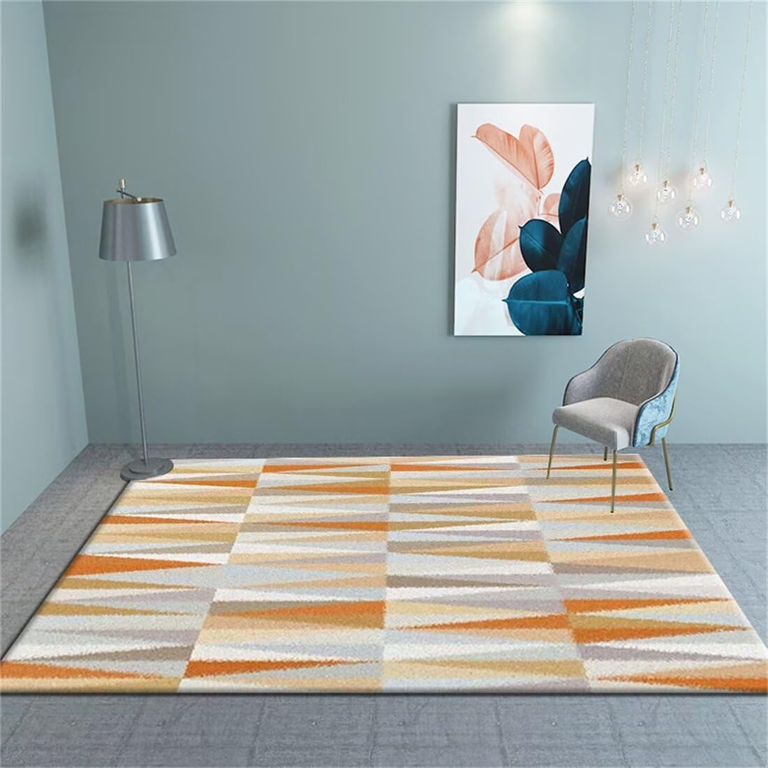 Tapis lavable en machine salon orange pour réchauffer l'ambiance de la chambre
