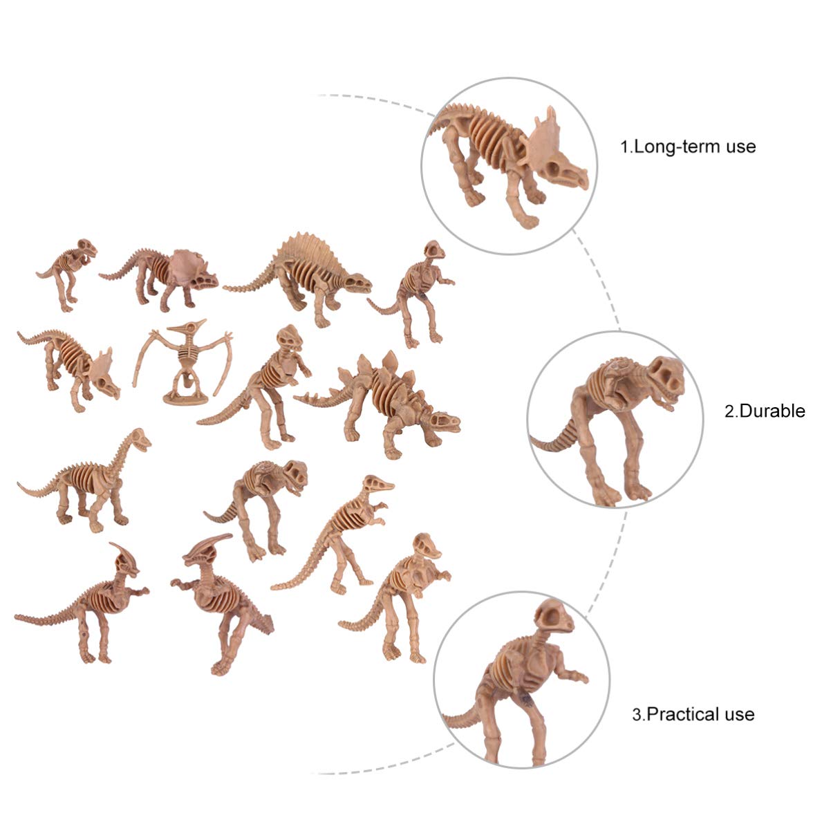 SEWACC 12pcs Simulated Dinosaur Skeleton for Halloween Decor Lifelike Plastic Dinosaur Model Light Brown, 9.20X6.60X1.00CM - Image 4