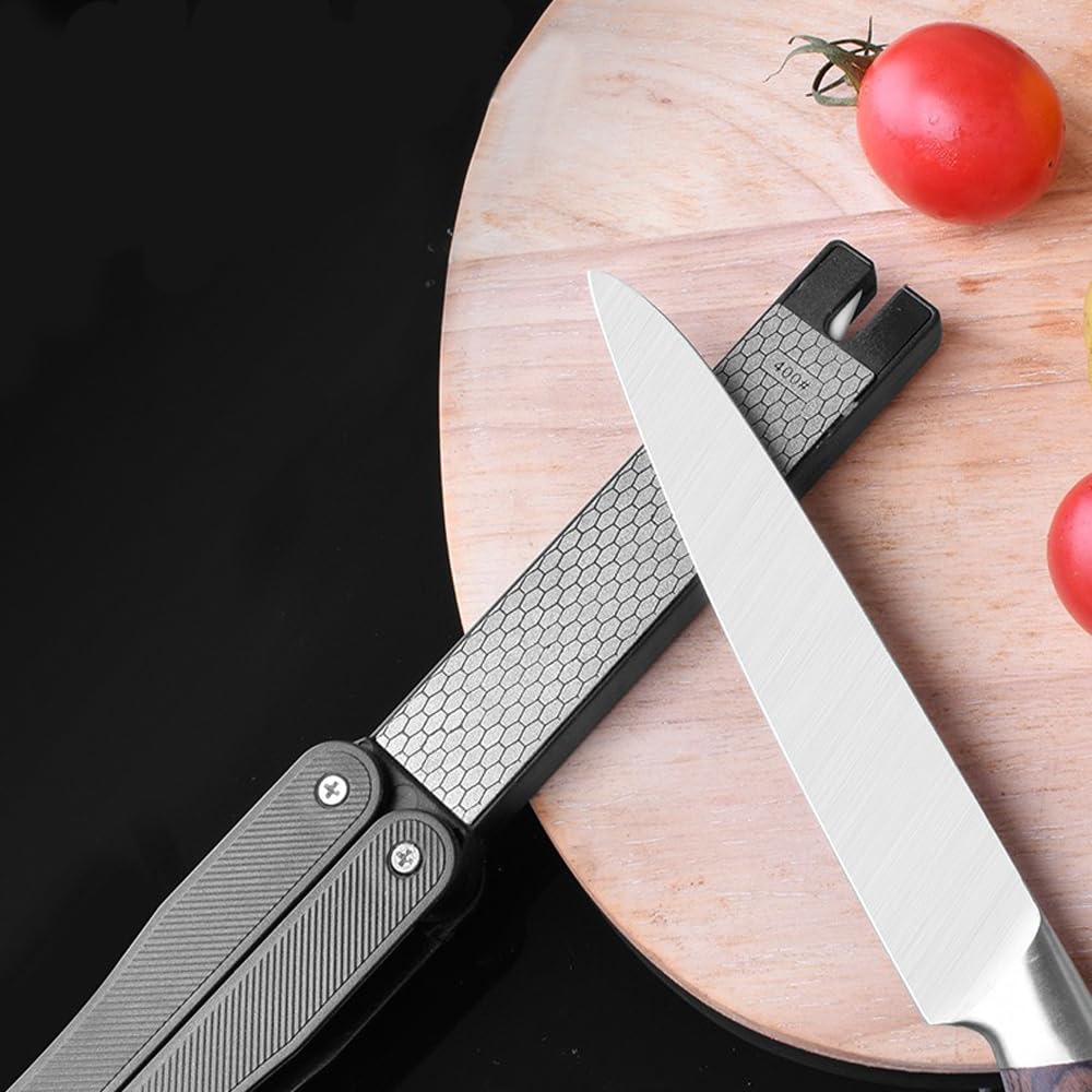 Pietra Affilacoltelli Pieghevole, Affila Coltelli, per L'esterno, Cucina, Diamanti Bifacciali Grossolani e Fini (Pieghevole Affilacoltelli)