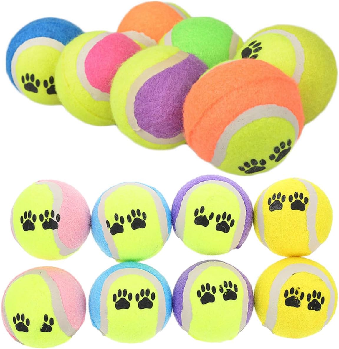 Angoily 16pcs Dog Tennis Balls Small Rubber Pet Training Balls for Puppy Activity and Outdoor Exercise, 7cm Diameter, Random Colors, Suitable for Dog Enrichment and Fetch Play