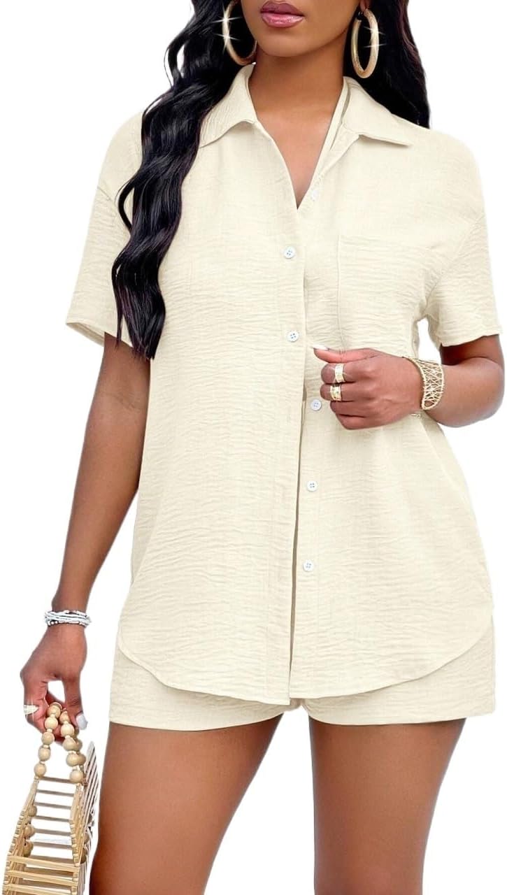 Women's Casual Loose Button Top Regular Fit For Spring And Summer