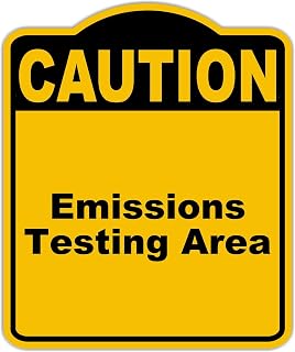 Emissions Testing Area Caution Yellow Black Aluminum Composite Sign 8.5 x 10 inches