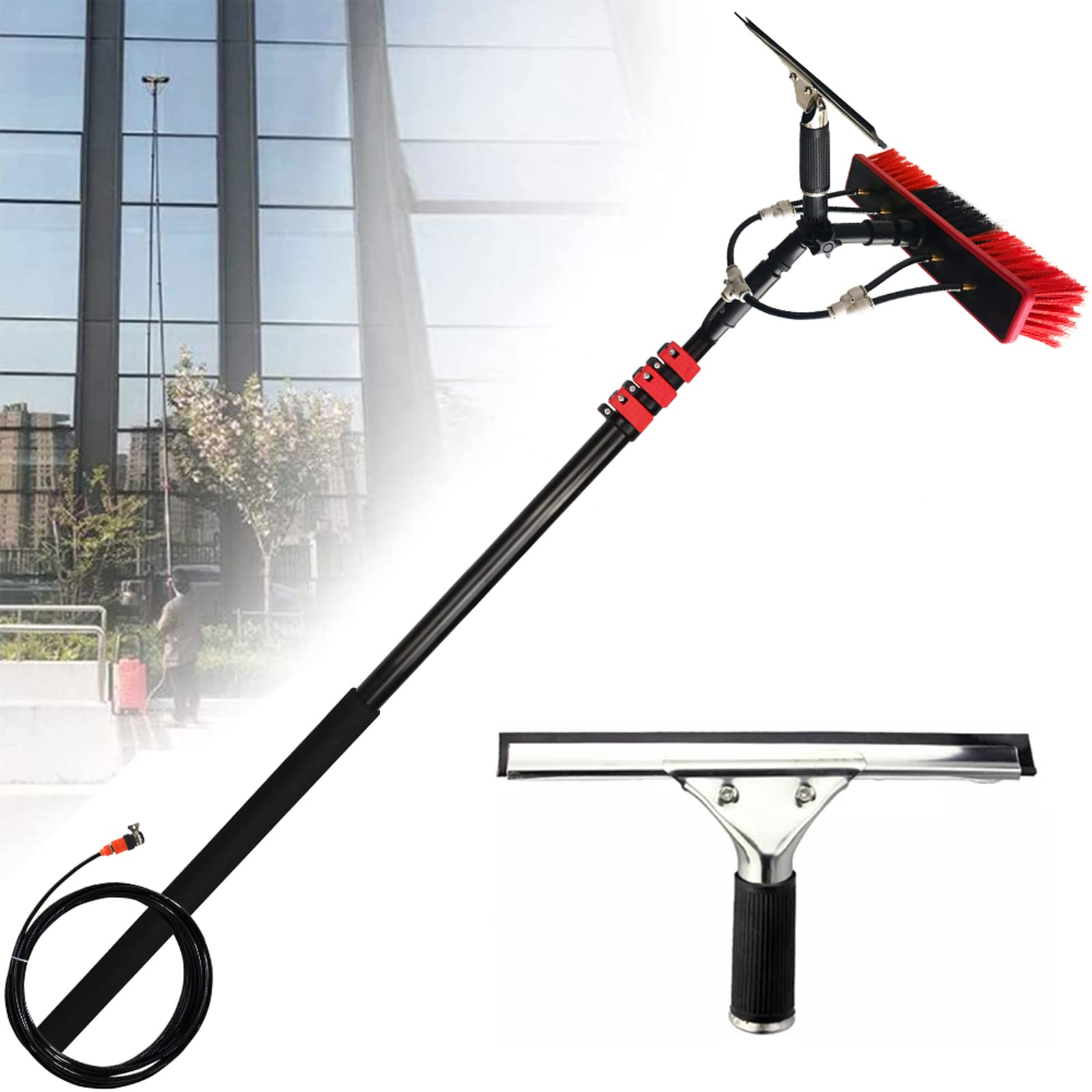 Photovoltaic Cleaner Window Cleaning Pole - Professional Window Cleaner Kit with Extension Pole for Sparkling Windows - Window Squeegee Cleaner & Brush Equipment