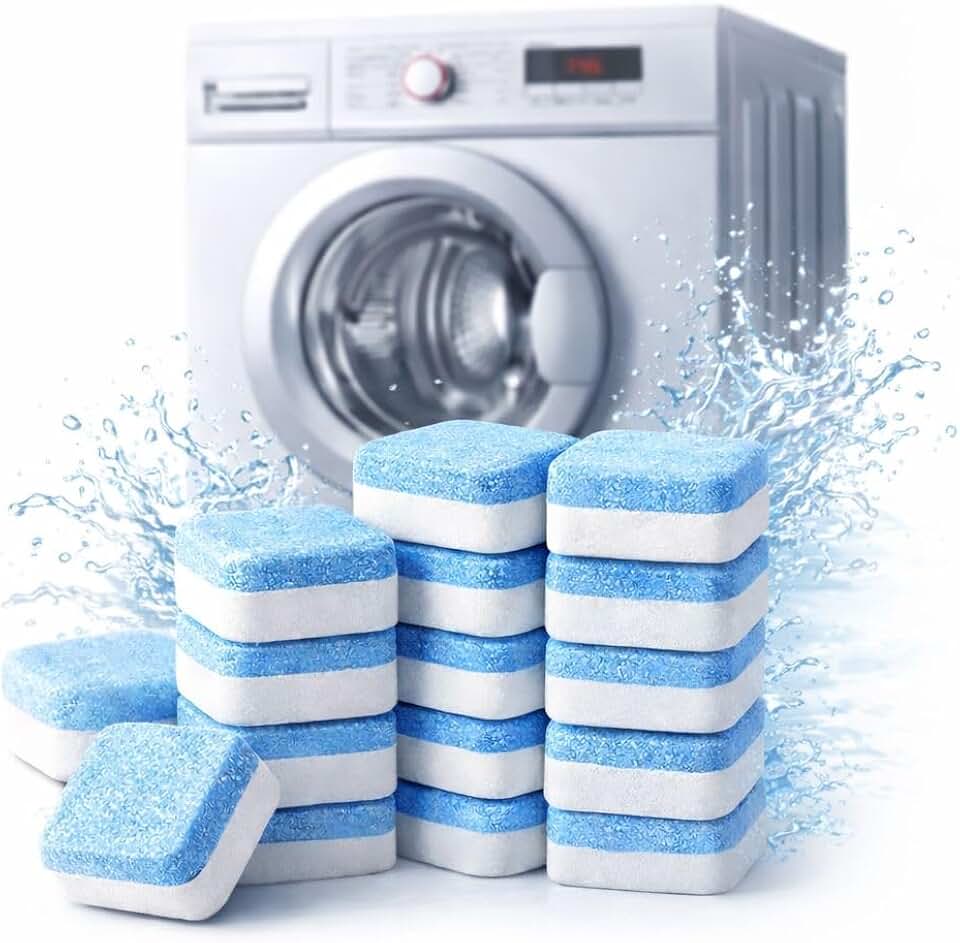 Kit 12 Pastilhas Efervescentes Limpa Máquina de Lavar Roupa — Higienização Profunda, Remove Odor, Gordura e Resíduos — Funciona em Todas as Marcas
