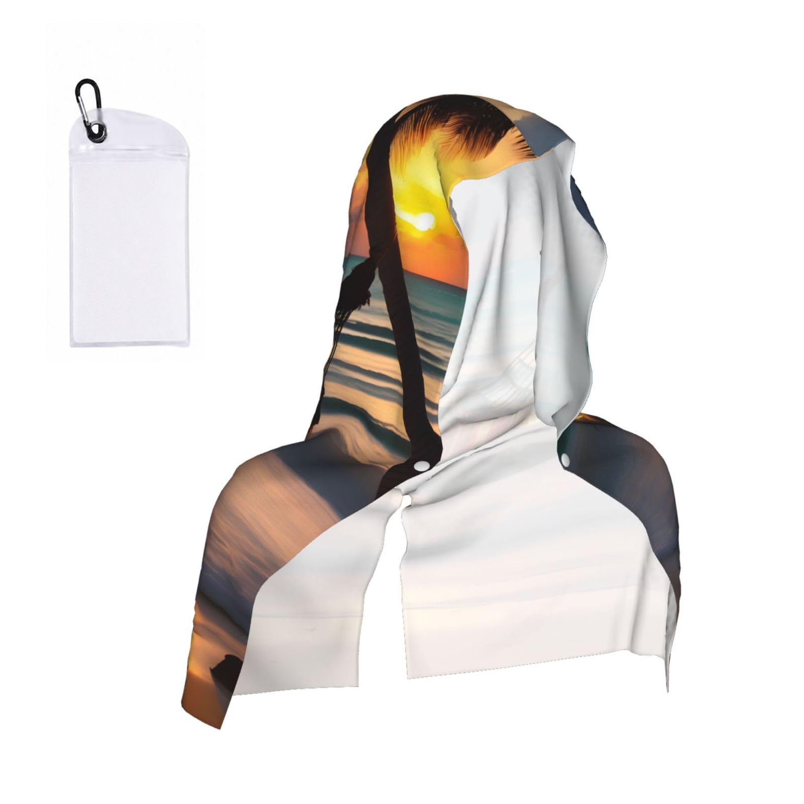 CNTDBU Sunset beach hammock Cooling Towel Hooded-Instant Chill Neck Cover for Sports, UV Cooling Rag for Running Gym