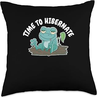 Time To Hibernate Funny Relaxing Frog Mood Hibernation Throw Pillow