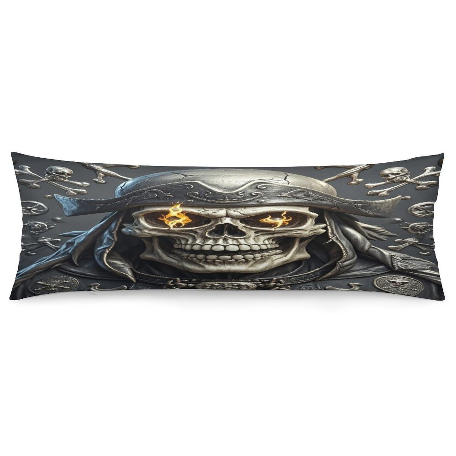 Pirate Skull Pillowcase Long Body Pillow Cover Soft Decorative Body Pillow Case Breathable Large Pillowcase Cute Cozy Pillow Protector for Bed Sofa Couch Room 18.9 X 53 Inch
