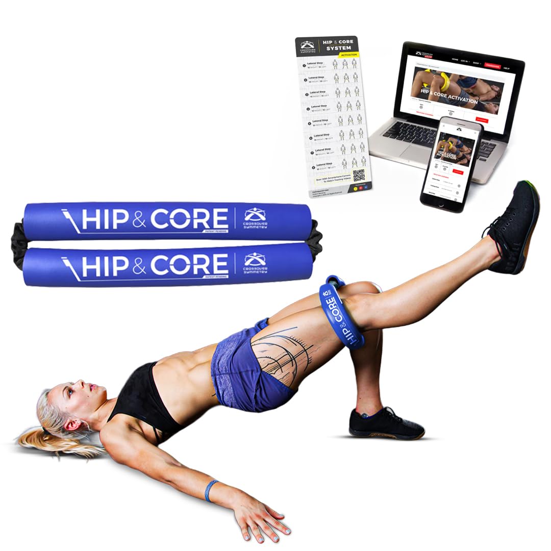 Crossover Symmetry Hip & Core System - Loop Resistance Home Workout Bands to Stretch and Strengthen Legs, Butt, HIPS, Thighs and Glutes, Includes Online Exercise & Training Guide