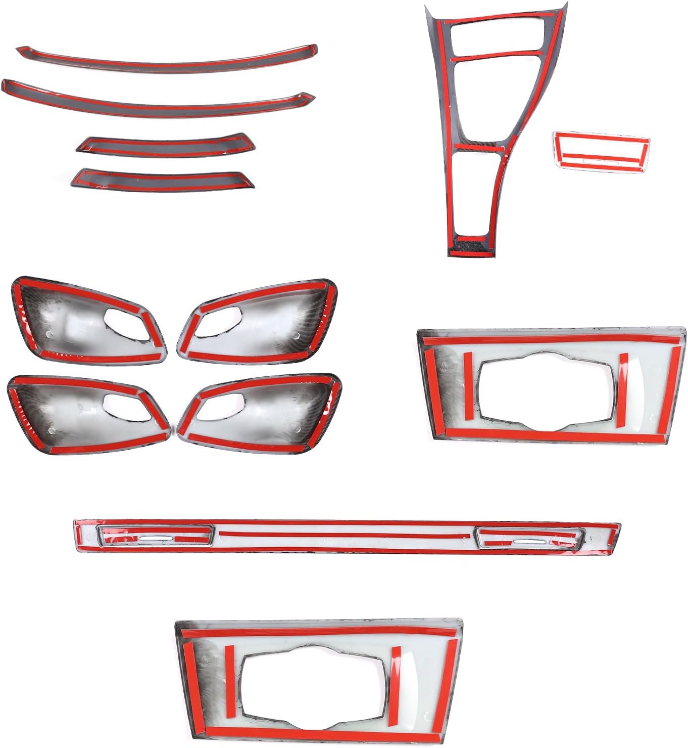 13PCS Full Set Interior Trim Kit Compatible with BMW 3 Series E90 2005-2012 ABS Carbon Fiber Center Console Gear Shift Panel Cover,Dashboard Panel Cover,Air Vents Cover Interior Accessories