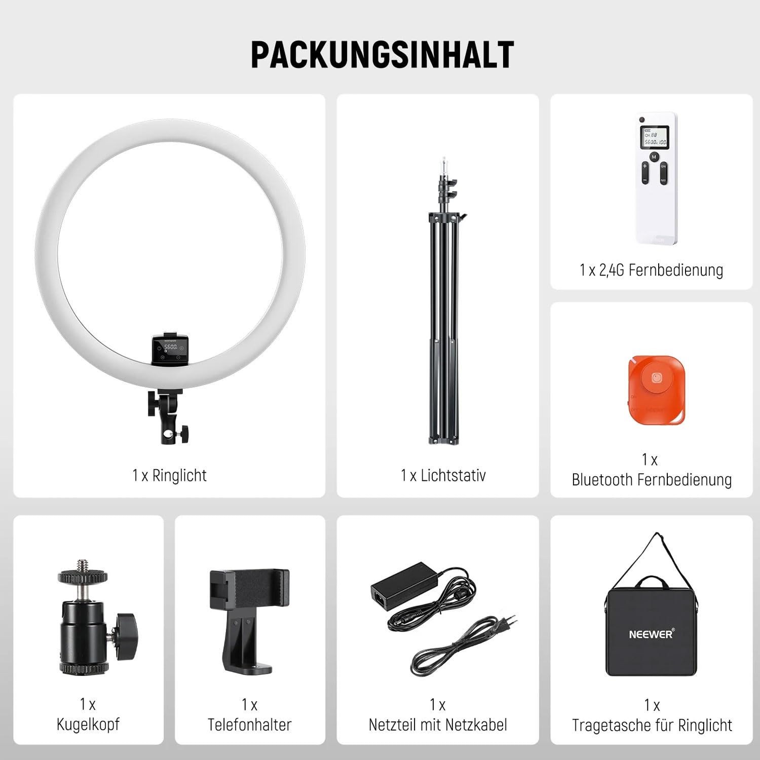 SRP18-2.4G Ringlicht LED-Leuchte mit Fernbedienung und keepdrum Mikrofasertuch