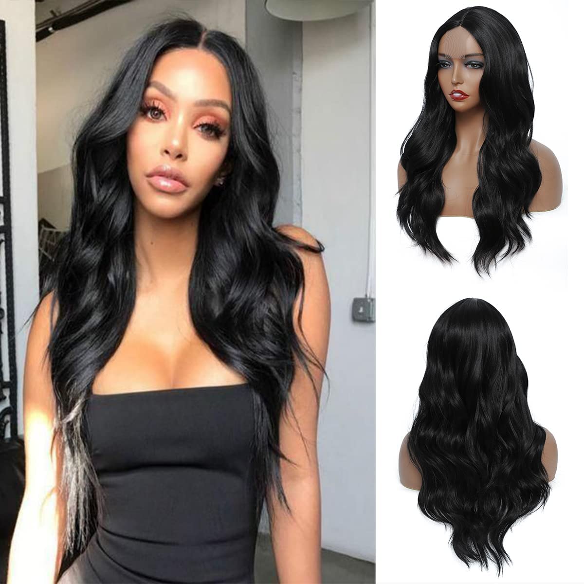 Wynk Mavens black medium Wig for Women Natural Looking Artificial Hair | Stylish Wig for Girls & Ladies | Wig for Cancer Patients | Heat Friendly Synthetic Fibers | Fashion Wigs