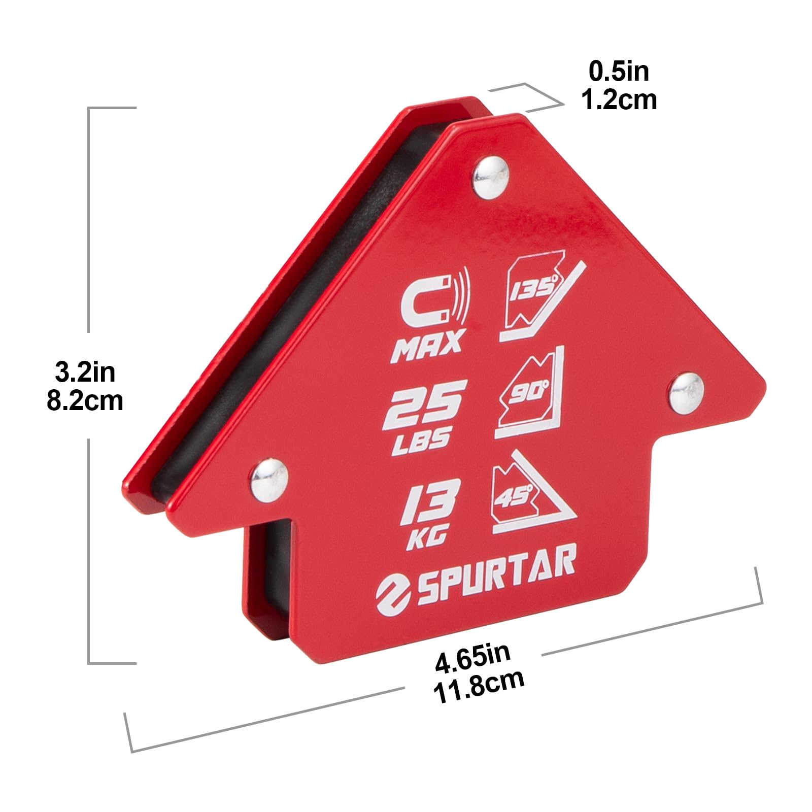 Set 4 Magneti Per Saldatura Forever Speed Rossi, Forza 11,3 Kg - Posizionatori Angolari 4 Assi, 12x8,4x10 Cm