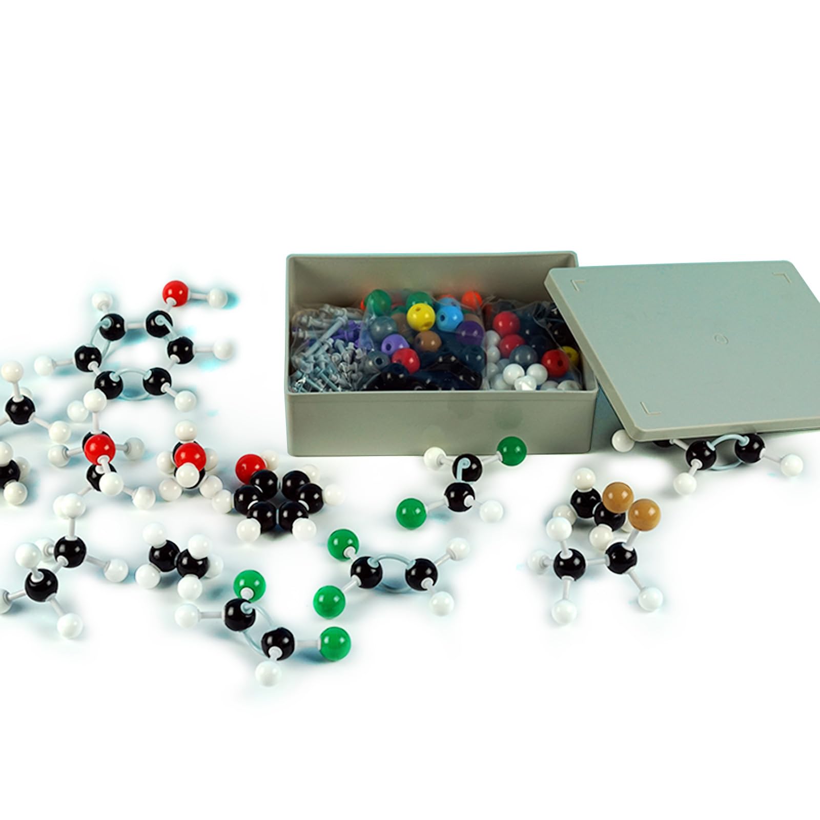 444 pezzi Chimica Modello Molecolare Kit Modello Molecolare Set per Chimica Inorganica e Organica con Atomi Collegamenti e 1 Strumento Modello Molecolare Kit Chimica Organica Set