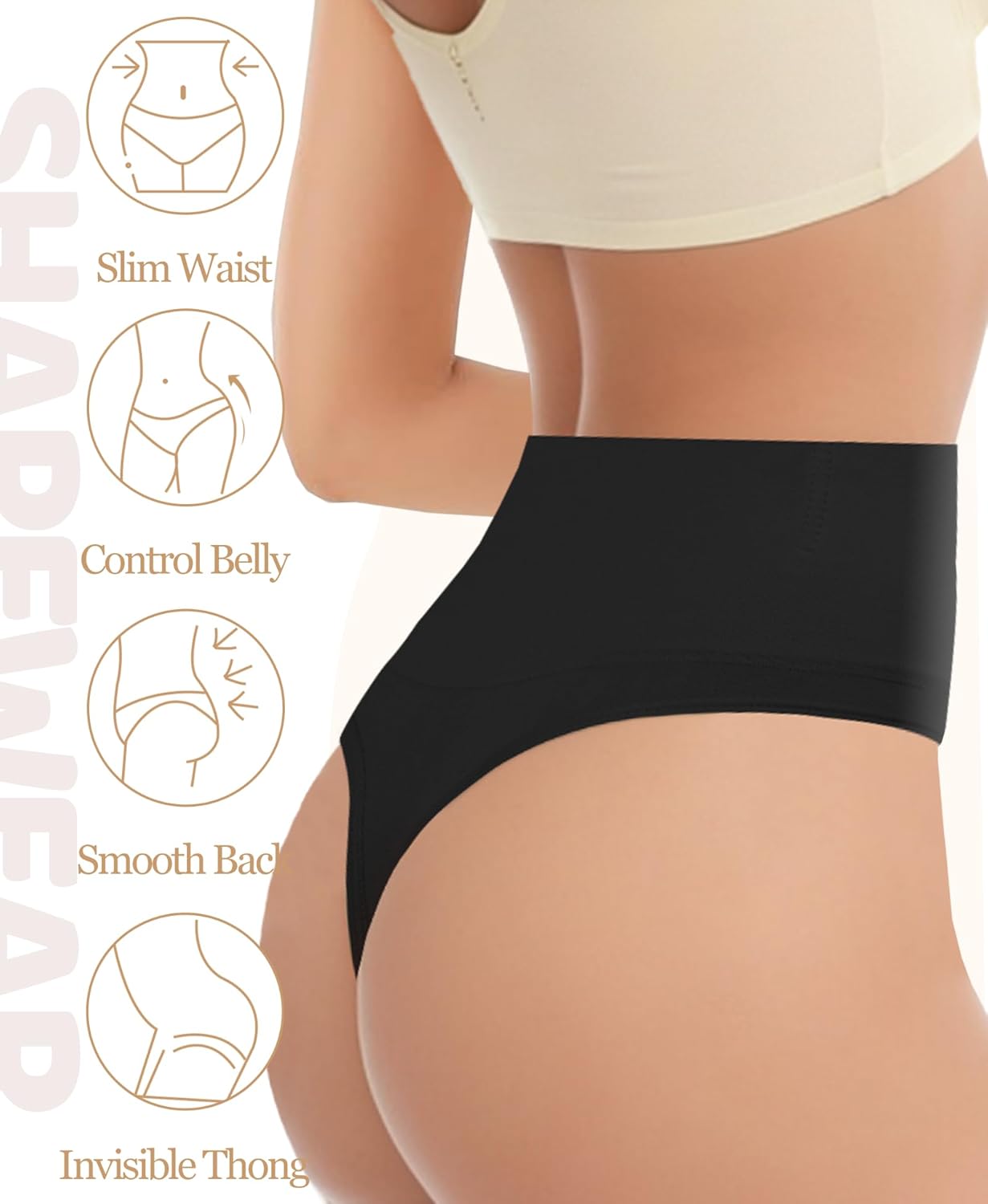 Tummy Control Thong, Shapewear Seamless Underwear for Women, Panties Girdle Body Shaper High Waisted Thongs - Image 2