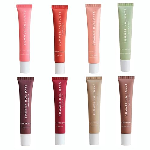 Paquete de 8 bálsamos labiales de verano teñidos para el viernes, mascarilla de labios acondicionadora, hidratación instantánea de la humedad, 8