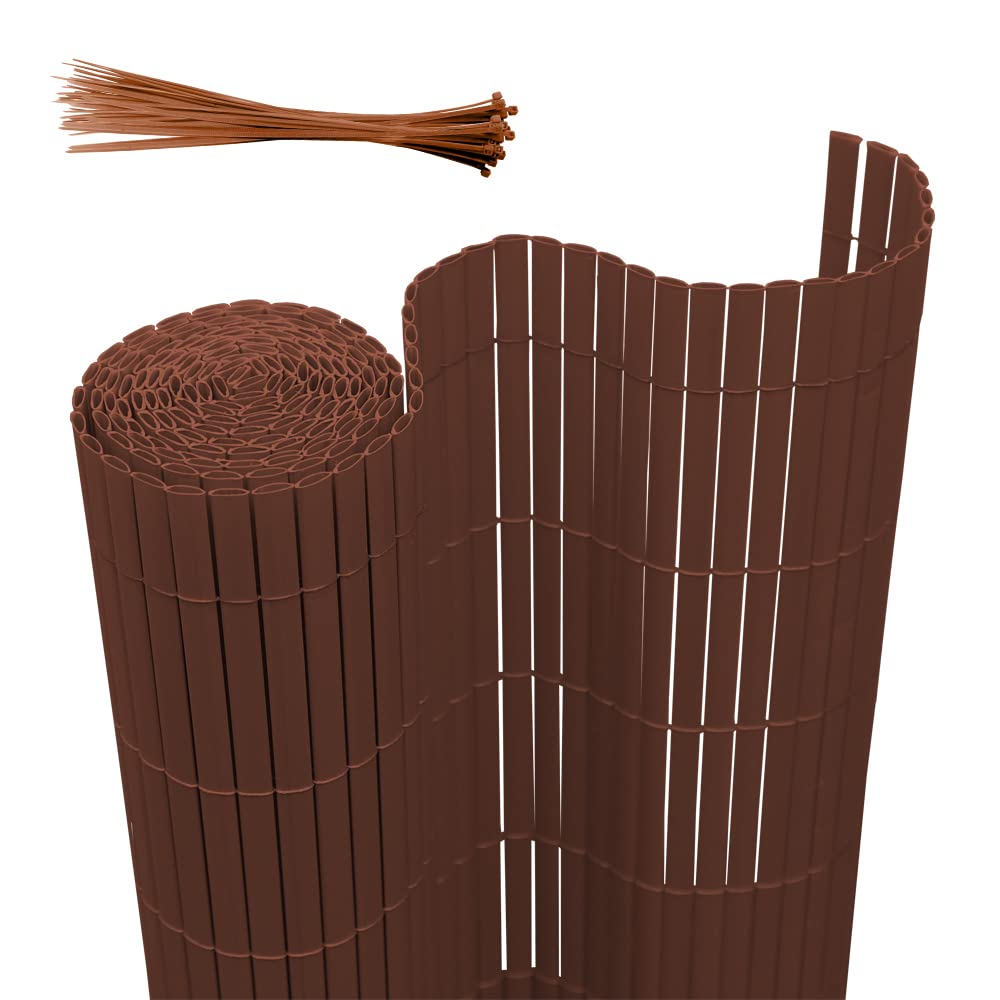 Joparri Sichtschutzmatte 160 x 1000 cm PVC Sichtschutzzaun 3-Gewicht-Verstärkung, Stabil PVC Sichtschutzstreifen Braun Privatsphäre Sichtschutz für Garten Balkon Terrasse Zaun