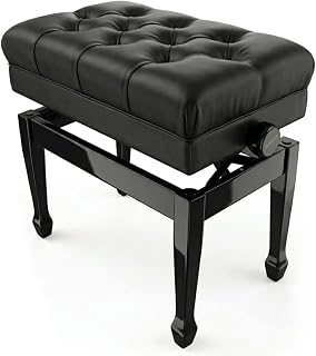 Adjustable Piano Bench with Storage - Solid Wood Piano Stool with High-Density Padded Cushion, Heavy Duty Music Chair & Keyboard Seat for Grand & Upright Pianos