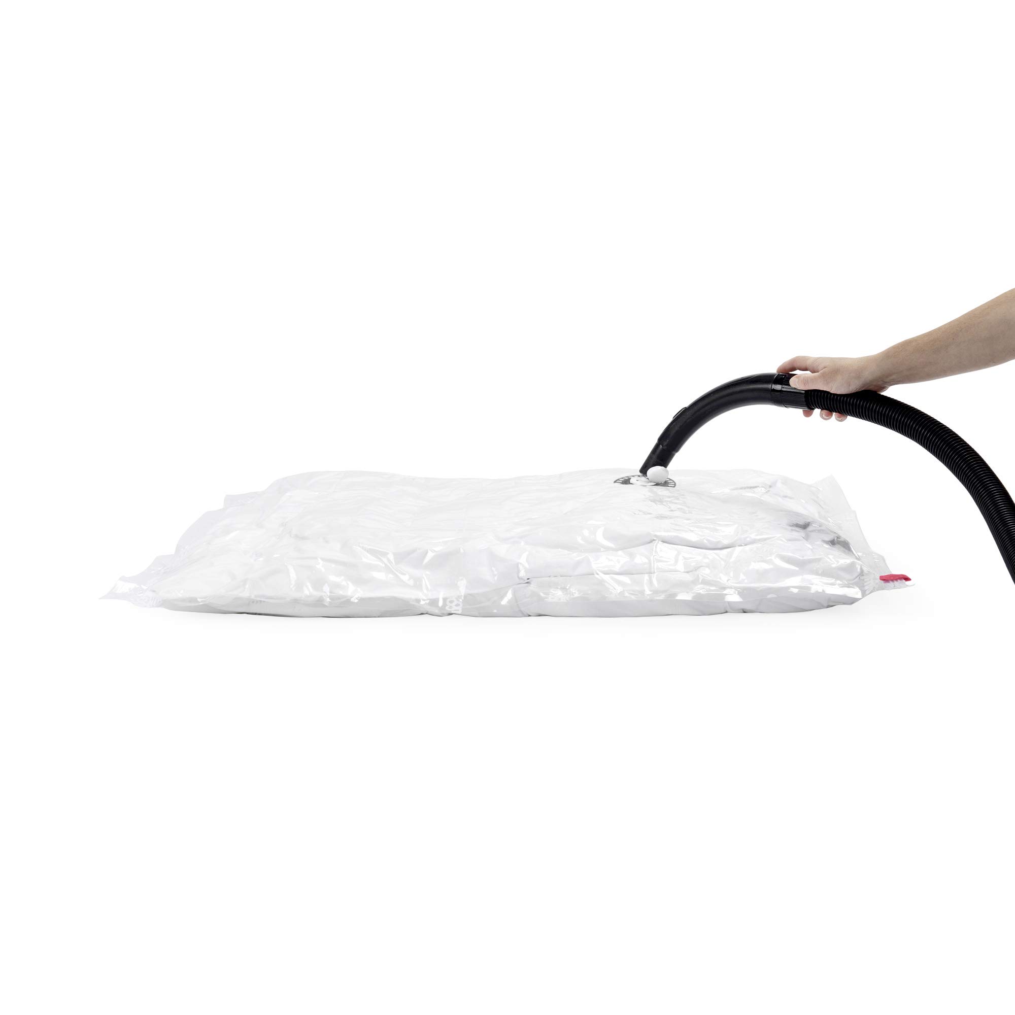 Compactor Set de 2 Bolsas de Almacenamiento al vacío, Semi-rígidas, Transparente, L-145 litros y XXL-210 litros, Blanco con Ribete Gris, 2 Bolsas de compresión a Mano, con aspiradora pequeño, RAN7678